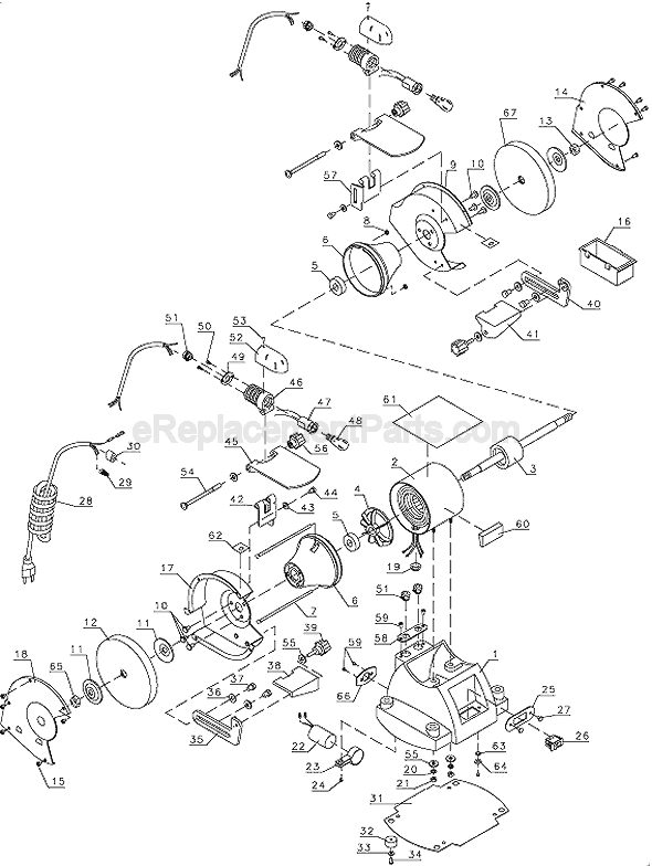 Page A Diagram and Parts List for BT3500 Type 1 Black and Decker Bench Grinder